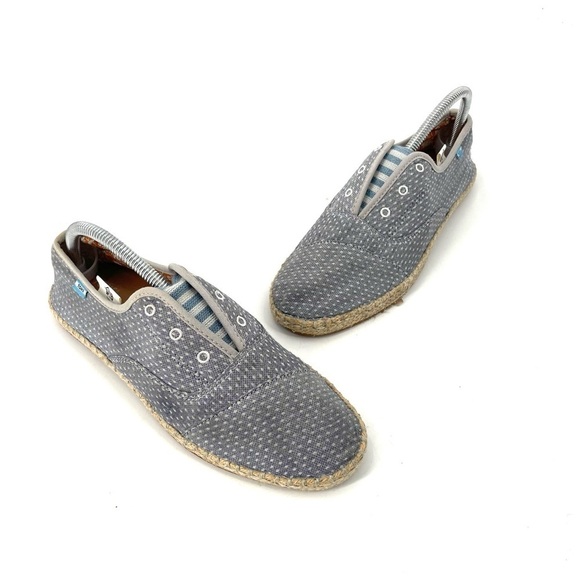 TOMS Palmera Espadrille Chambray Polkadot Slip On Loafer Laceless Sneaker Shoe - Picture 1 of 7